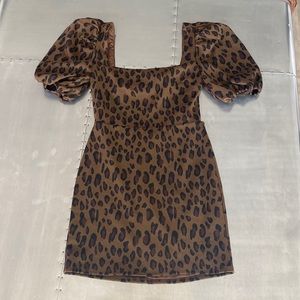 Lovers + Friends Brown Leopard Print Dress